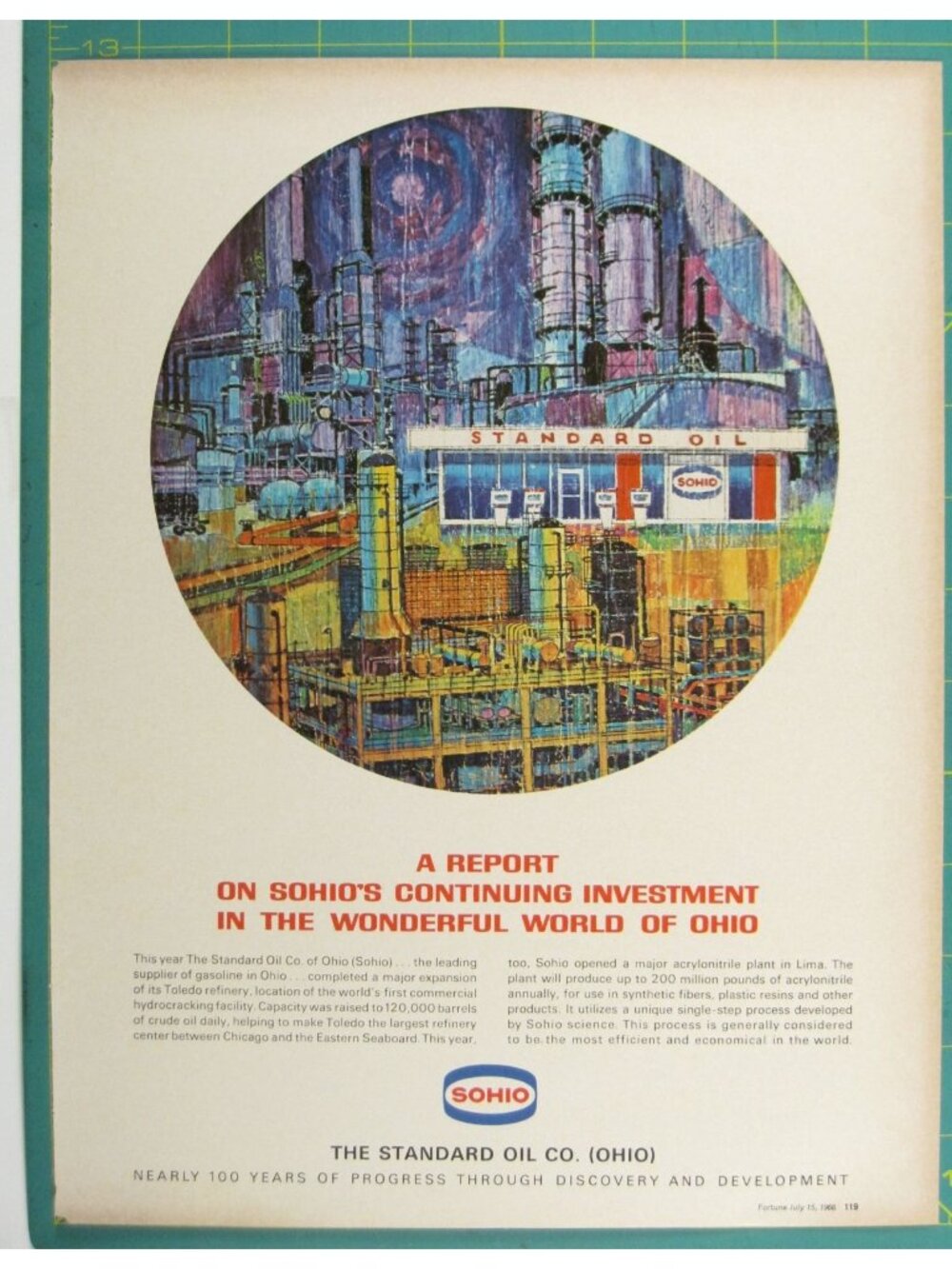 Print Ad Sohio Standard Oil Co Ohio 1966 Vintage Refinery MOD Gas